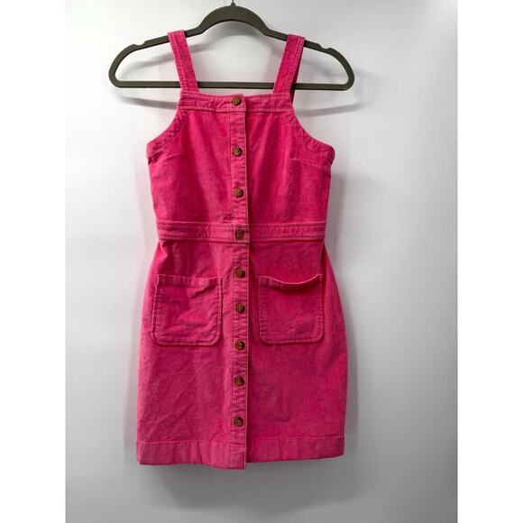Crewcuts Corduroy Jumper Girls 12 Pink Cotton Stretch Button-Front Wide Straps‎ - Picture 1 of 5